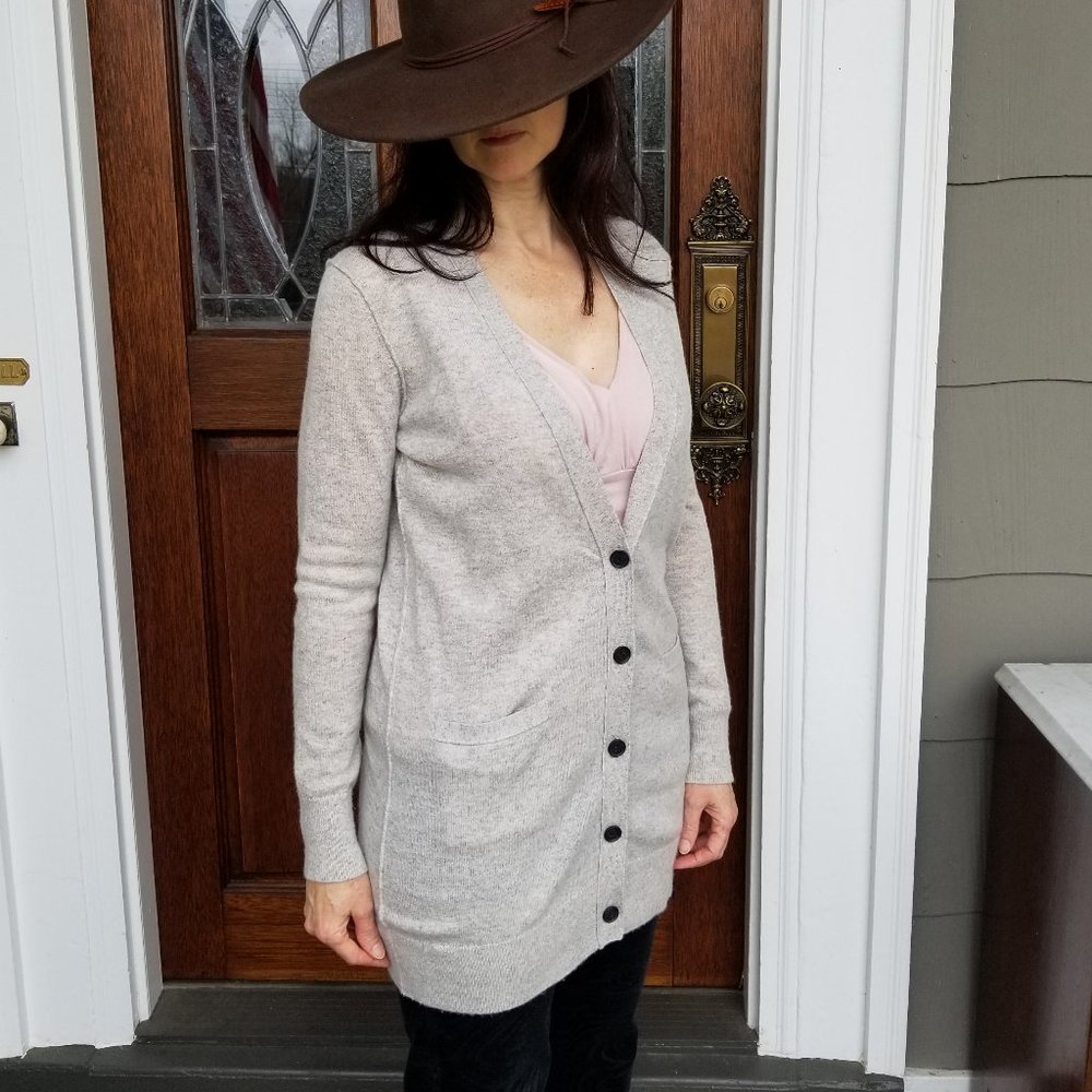 Vince 100% Cashmere Cardigan Light Grey XXS/XS/S